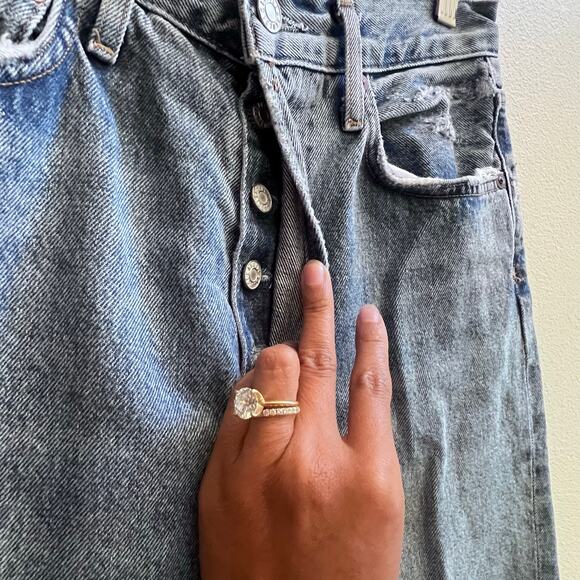 AGOLDE FEN Long High Rise Straight Leg Blue Jean Distressed Women's 25 (27x27) - Picture 6 of 10